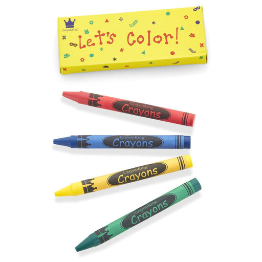 Photo showing red, green, blue, and yellow crayons and a yellow crayon box that says "Let's Color".